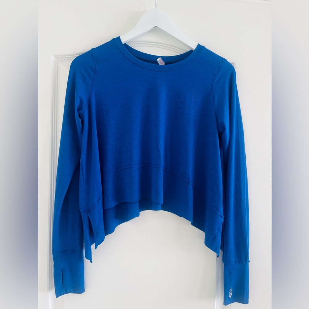 FP Movement by Free People Blue Long Sleeve Crop Pullover
